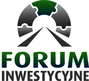 Logotyp Forum Inwestycyjnego. Uproszczona grafika torów skierowana ku tunelowi z puzzli.